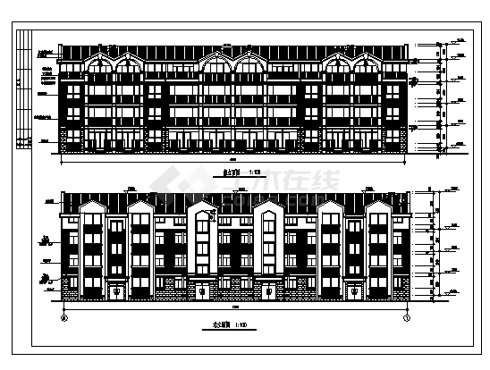 2131平方米三层带阁楼别墅建筑施工cad图，共十二张-图二