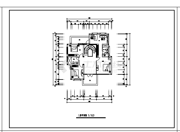 350平方米三层欧式风格私人别墅建筑施工cad图(含阁楼设计，共八张)-图一