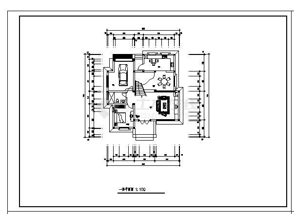 350平方米三层欧式风格私人别墅建筑施工cad图(含阁楼设计，共八张)-图二