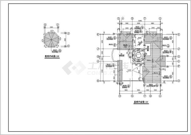 三层联排别墅建筑方案CAD图纸-图一