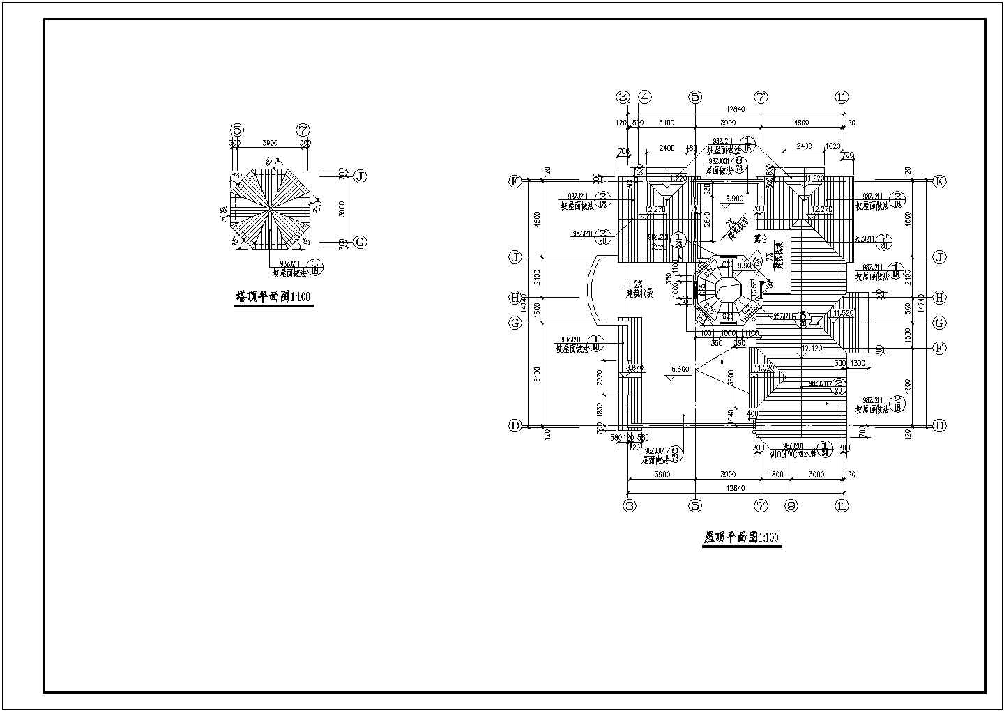 三层联排别墅建筑方案CAD图纸