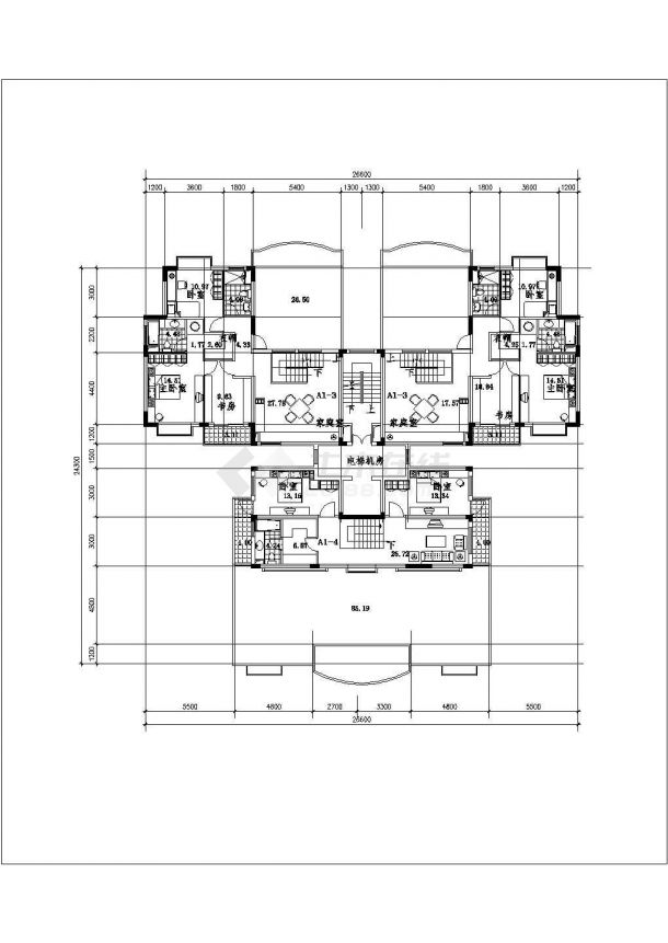 1.2万平米12+1层框架结构住宅楼平立剖面设计CAD图纸（含机房层）-图一