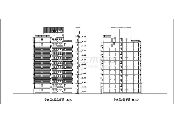 1.2万平米12+1层框架结构住宅楼平立剖面设计CAD图纸（含机房层）-图二