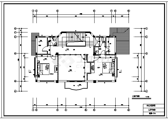 398平方米萧山河庄方某三层带阁楼别墅建筑施工cad图，共十四张-图二