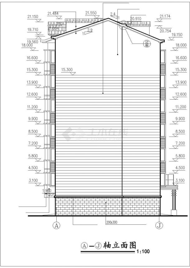 3800平米6层砖混结构住宅楼建筑设计CAD图纸（含架空层和杂物间层）-图一