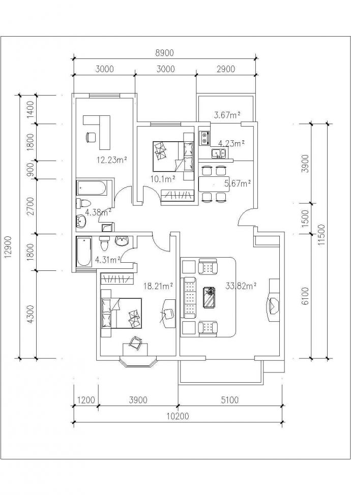合肥市某小区70-160平米经典热门户型设计CAD图纸（18张）_图1