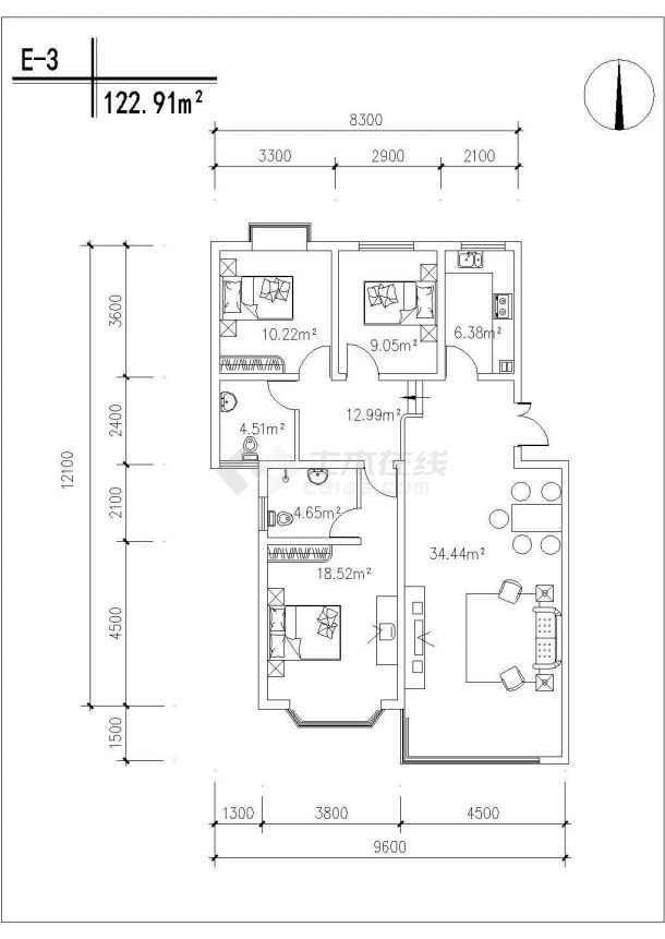 合肥市某小区70-160平米经典热门户型设计CAD图纸（18张）-图二