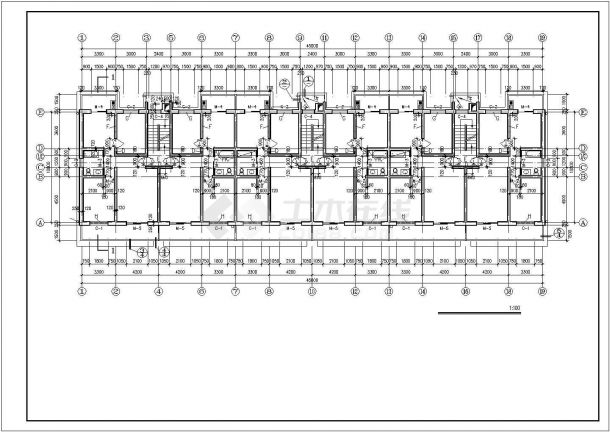 3200平米六层混合结构住宅楼全套建筑设计CAD图纸（底层商铺）-图一