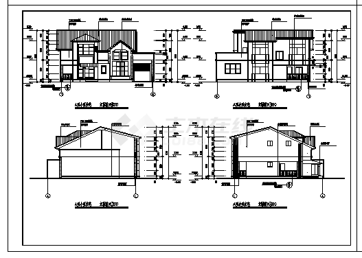 二层A型小型住宅建筑施工cad图，共三张-图一