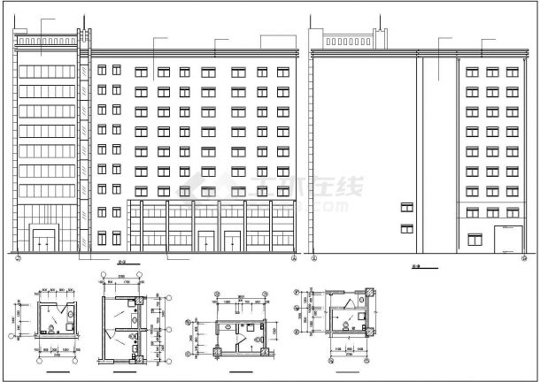 7700平米左右9层框混结构商住楼建筑设计CAD图纸（1-2层商用）-图一