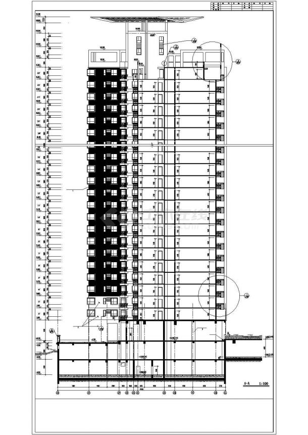 1.2万平米33层剪力墙结构住宅楼建筑设计CAD图纸（含地下2层）-图一