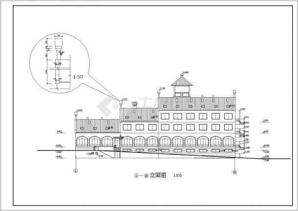 某多层综合酒店设计cad全套建筑施工图纸（标注详细，15张图）-图一