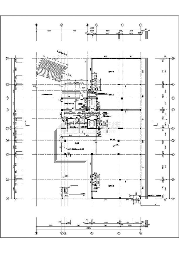7500平米16层框架结构住宅楼全套平面设计CAD图纸（底层商用）-图一