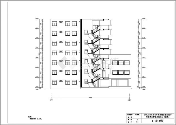 长春市某大学7000平米7层Y字型框架机构宿舍楼建筑设计CAD图纸-图二