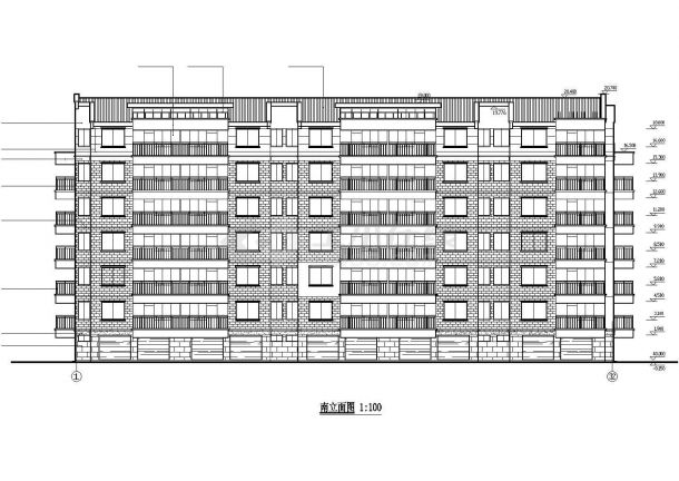 2900平米6层砖混结构住宅楼建筑设计CAD图纸（含车库层和阁楼）-图一