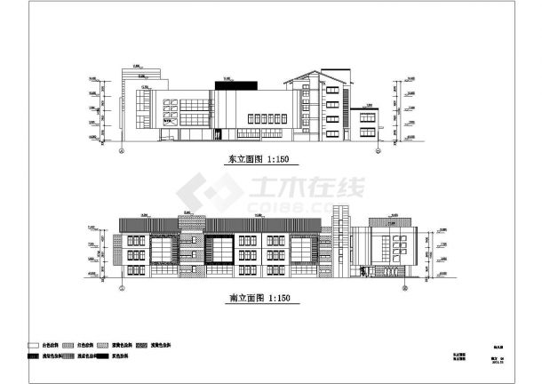 郑州某小学7800平四层框混结构教学楼建筑设计CAD图纸（含效果图）-图一