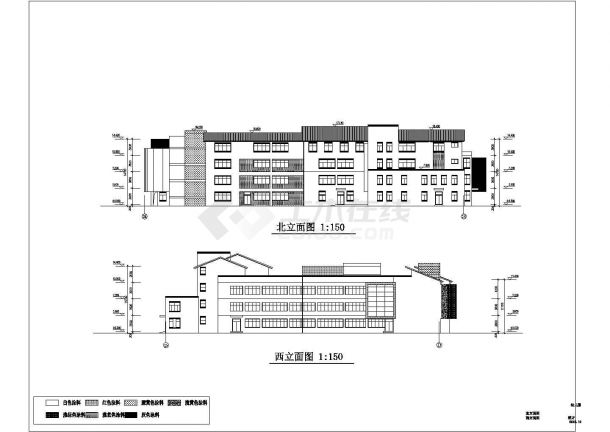 郑州某小学7800平四层框混结构教学楼建筑设计CAD图纸（含效果图）-图二