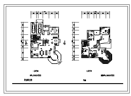 359平方米二层带地下室别墅建筑施工cad图，共四张-图一