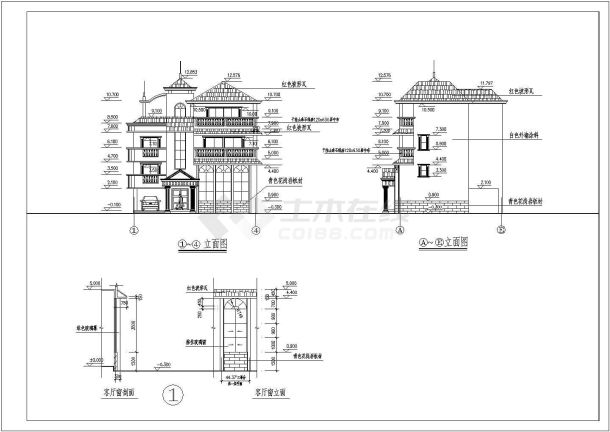 石码镇港林别墅新村住宅建筑施工图-图二