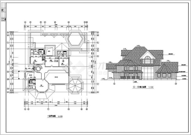 某欧式农村别墅建筑设计CAD平面布置图-图一