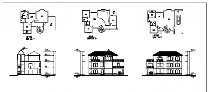 三层别墅住宅建筑施工cad图，共十二张_图1