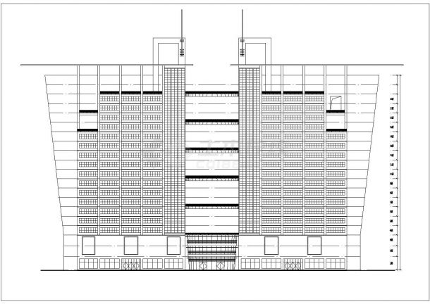 某小县城高层酒楼设计cad建筑方案图（标注详细）-图二
