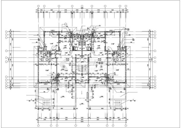广州某小区3100平米6层混合结构住宅楼平面设计CAD图纸（1梯4户）-图二