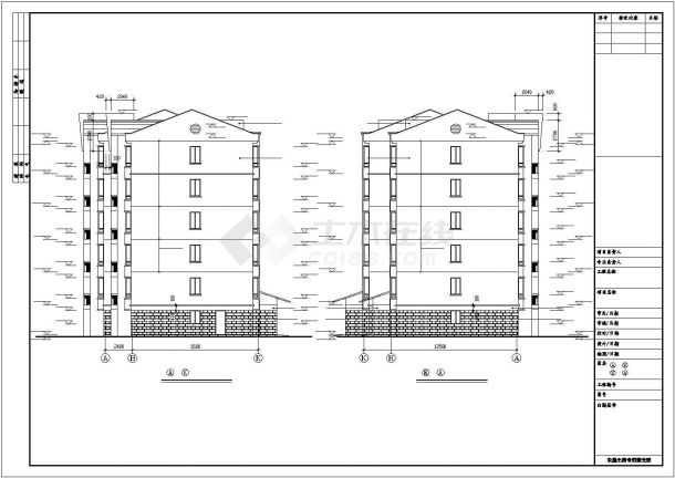 6700平米5层砖混结构住宅楼全套建筑设计CAD图纸（含坡屋顶和车库层）-图一