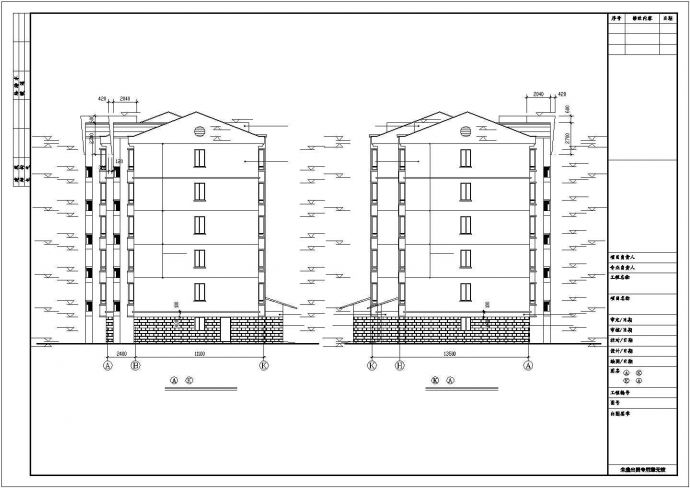 6700平米5层砖混结构住宅楼全套建筑设计CAD图纸（含坡屋顶和车库层）_图1