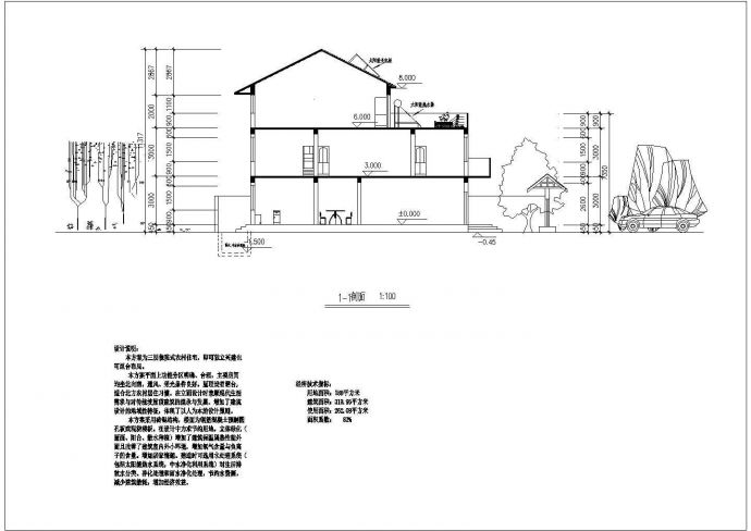 某三层独院式新农村住宅设计cad建筑方案图（含设计说明）_图1