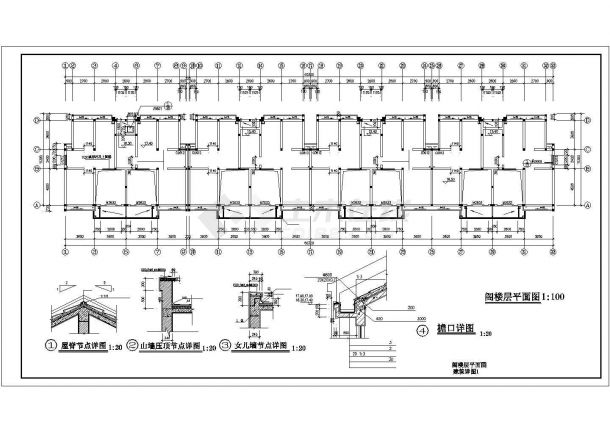 乐山市某小区4500平米5层砖混住宅楼建筑设计CAD图纸（含阁楼和车库层）-图一