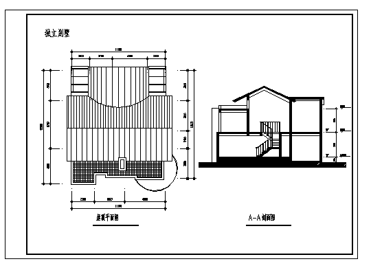 二层独立别墅建筑施工cad图，共四张_图1