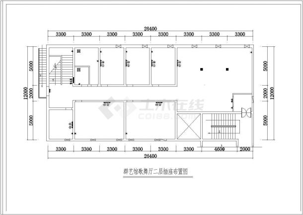 群艺馆歌舞厅室内装修设计cad全套施工图（标注详细）-图二