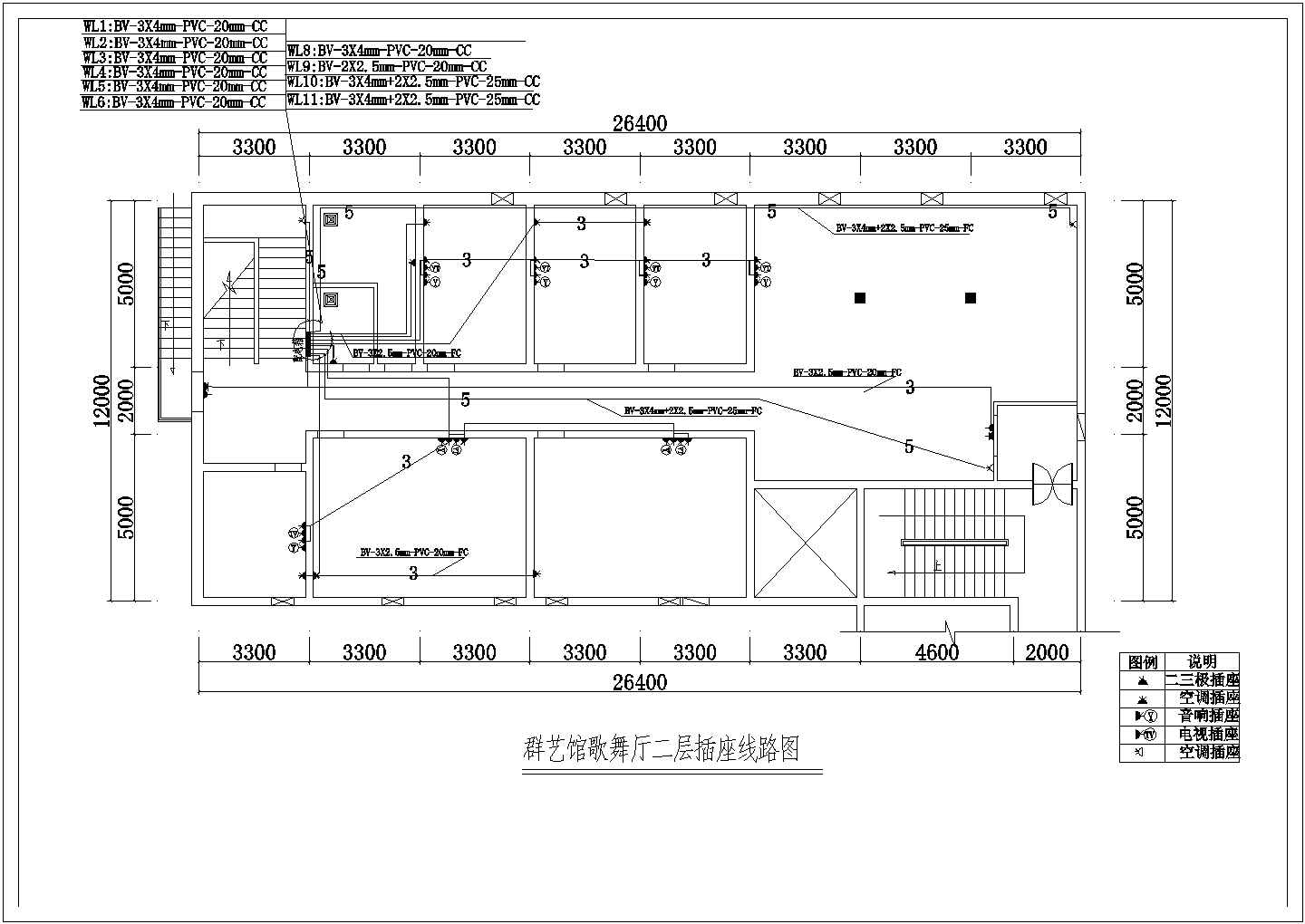 群艺馆歌舞厅室内装修设计cad全套施工图（标注详细）