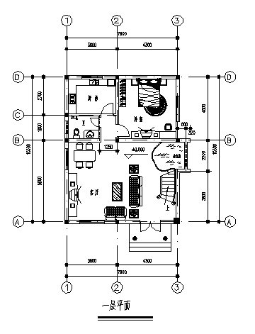 三层度假别墅建筑施工cad图，共六张-图一