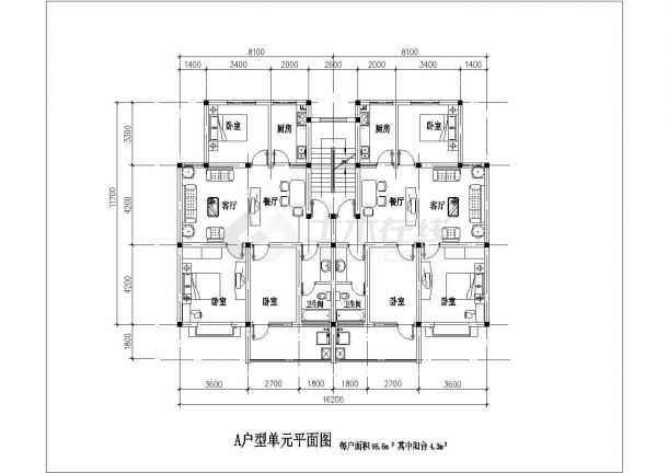 枣庄市品福花园小区85-145平米热门户型设计CAD图纸（9张）-图一