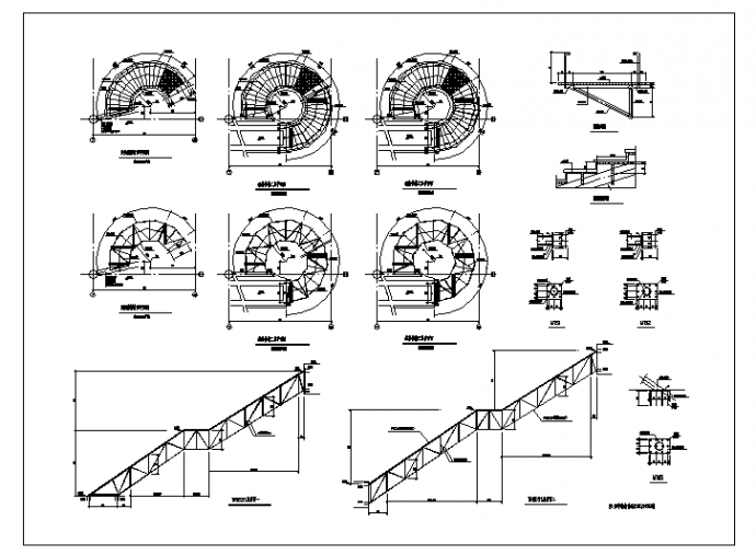 三层钢管旋转楼梯施工cad图，共十张_图1