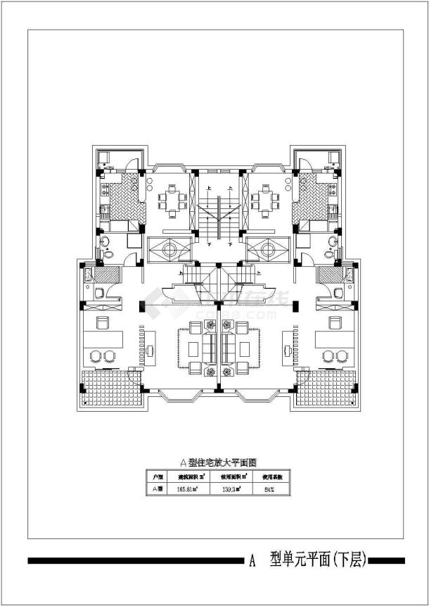 多个经典住宅楼户型设计cad平面方案图（含户型经济技术指标）-图二