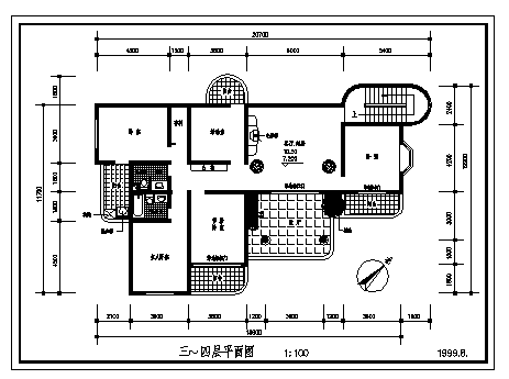 四层住宅楼建筑施工cad图，共四张-图二