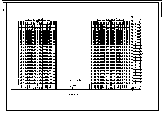 二十二层带地下室住宅及会所建筑施工cad图，共十二张_图1