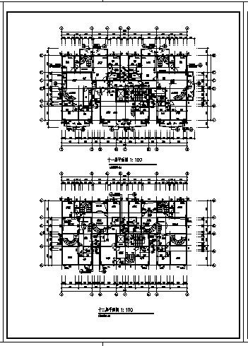 十二层住宅楼建筑施工cad图(带夹层设计，共十二张)-图二