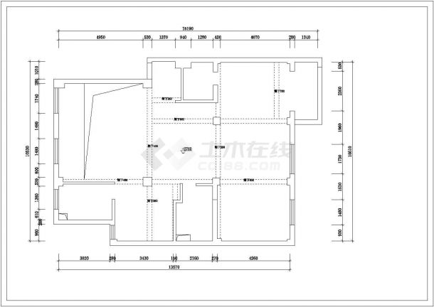 某二层框架结构私人小别墅室内装修设计cad全套施工图（标注详细）-图一