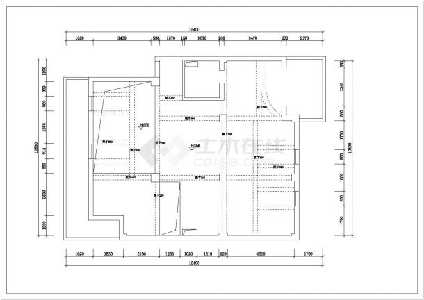 某二层框架结构私人小别墅室内装修设计cad全套施工图（标注详细）-图二