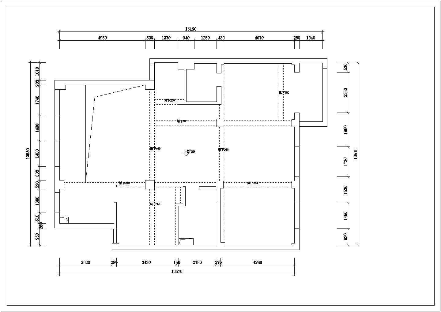 某二层框架结构私人小别墅室内装修设计cad全套施工图（标注详细）