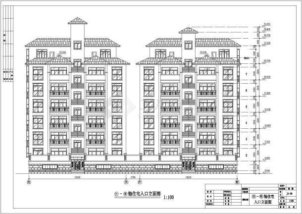 某七层底商住宅楼设计cad全套建施图纸（标注详细）-图二