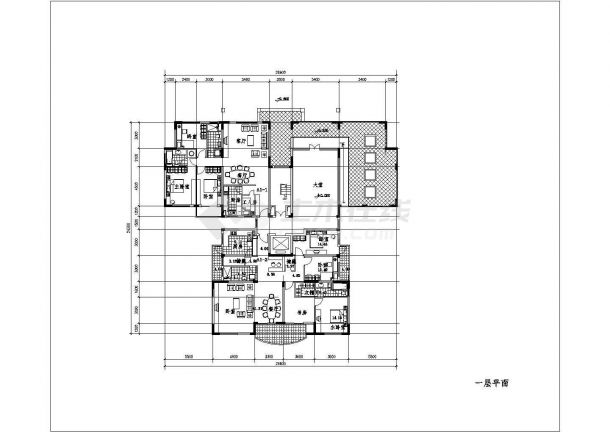 某剪力墙结构小高层住宅楼设计cad建筑方案图纸（标注详细）-图一