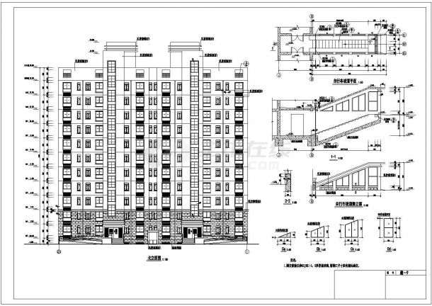 某剪力墙结构小高层住宅楼建筑设计cad全套施工图（含设计说明）-图二
