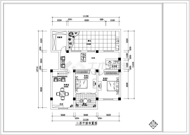 某现代标准型一套复式楼装修方案详细设计施工CAD图纸-图二