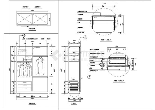 某标准型双开衣柜装修详细方案设计施工CAD图纸-图一