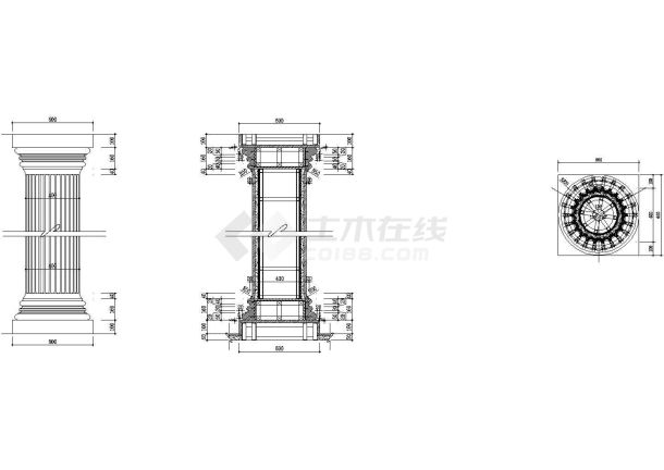 某标准型欧式柱建材大样详细设计方案施工CAD图纸-图一